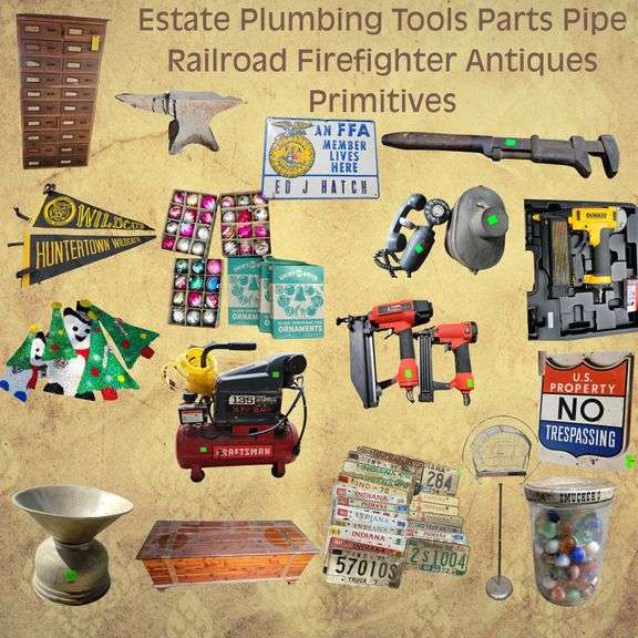 Ed Hatch Estate Plumbing Tools Parts Pipe Railroad Firefighter Antiques Primitives