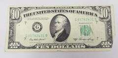 1950 A Series US $10 Bill Ten Hamilton Currency