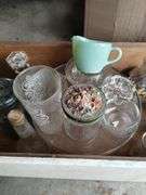 Pickers LOT: Drawer Canning Jars Bale Tops Jadeite Creamer