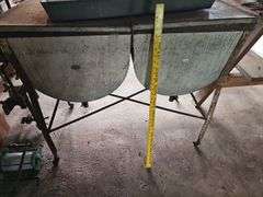 Primitive Kitchen Double Sink with Rolling Frame & Tray