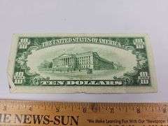 1950 A Series US $10 Bill Ten Hamilton Currency