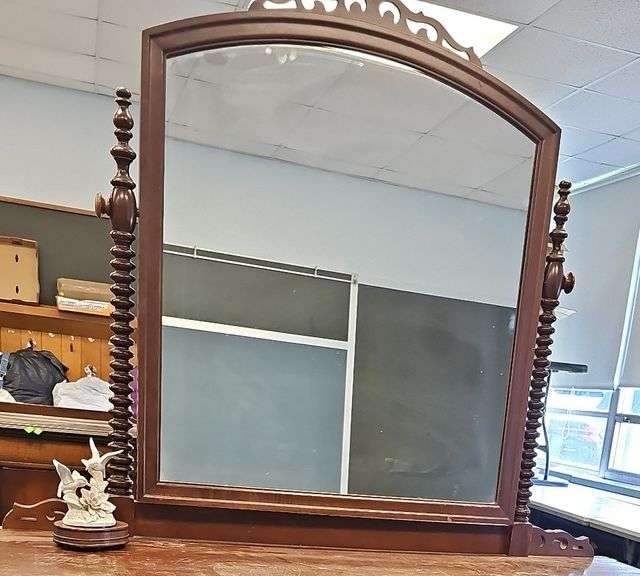 Antique 4 Drawer Mirror Spool Spindle Country Dresser
