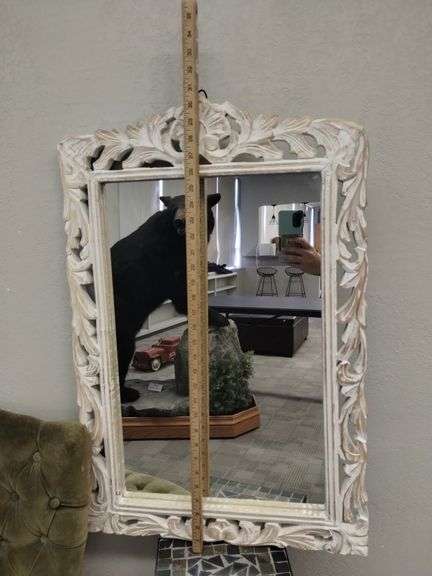 Vintage Decor BoHo Style Velvet Tufted Button + Mosaic Table Mirror