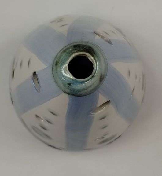 Vintage M A Hadley Pottery Christmas Tree Candle Lamp 9.75in Signed Polka Dot