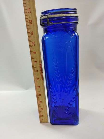 Casadis Milano Cobalt Blue Glass Spaghetti Canister *Chip