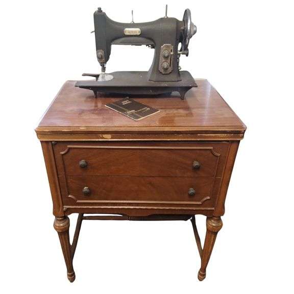 Vintage White Series 77 Sewing Machine Table Cabinet