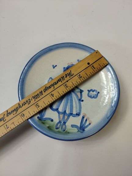Hadley Pottery Country Scene 6" Bread Snack Plates Rabbit Girls Boy Kite 5pc