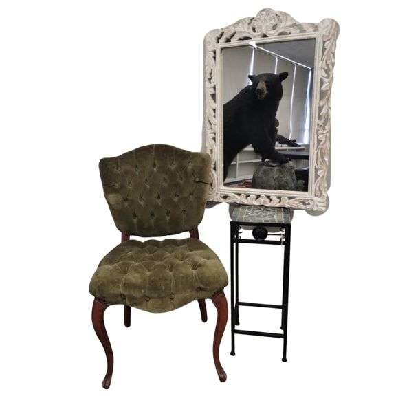 Vintage Decor BoHo Style Velvet Tufted Button + Mosaic Table Mirror