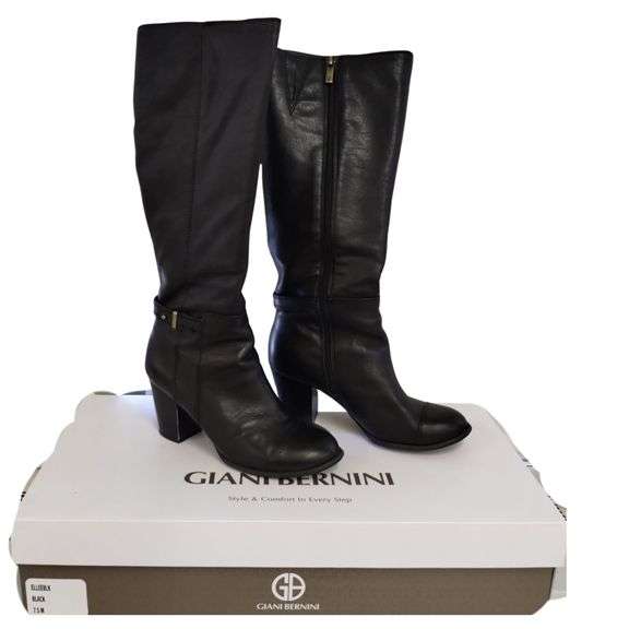 Shoes 7.5 Giani Bernini Boot Equestrian Ellee Black Boxed