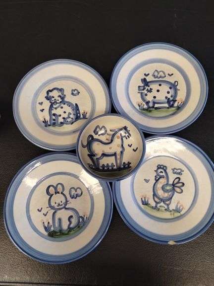 Hadley Pottery Country Scene Misc LOT Bowls Plates Cup *1 Chip
