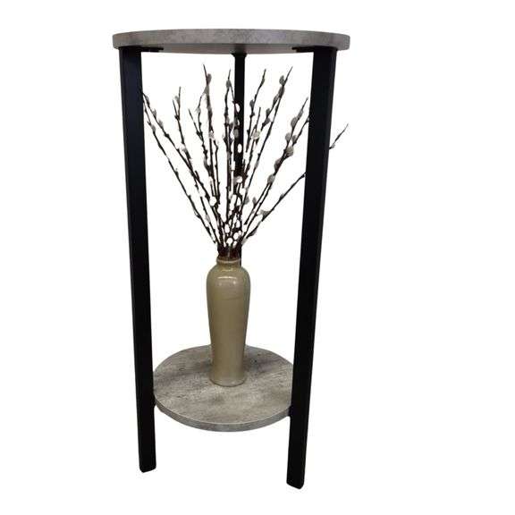 Furniture Plant Stand Round Table Faux Marble Elegant +Plant