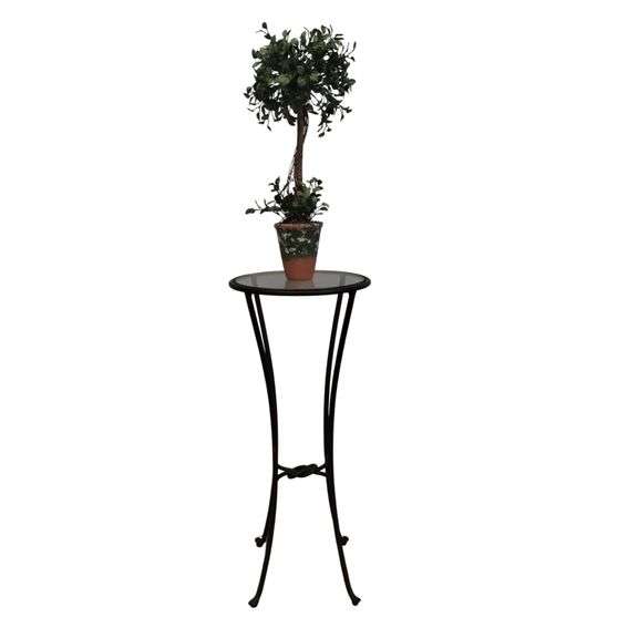 Furniture Plant Stand Round Glass Top Iron Table +Plant