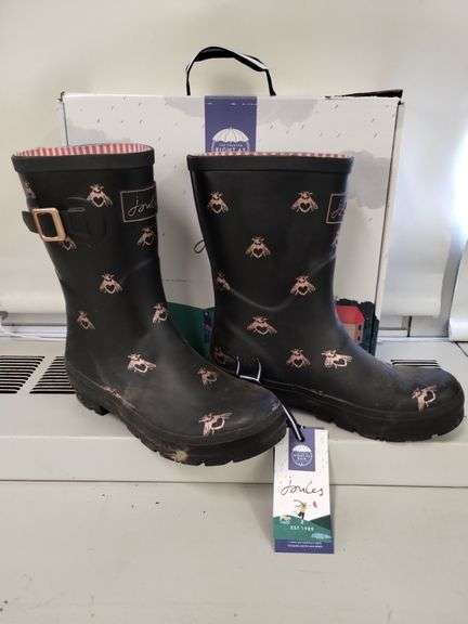 Shoes 7M Ladies Joules Molly Welly BEE Rain Muck Boots Rubber Boxed