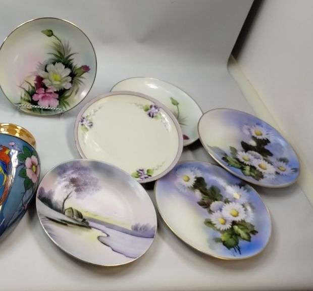 Vintage JAPAN Hand Painted Wall Vase Pocket Plates S/P Occupied Plate++