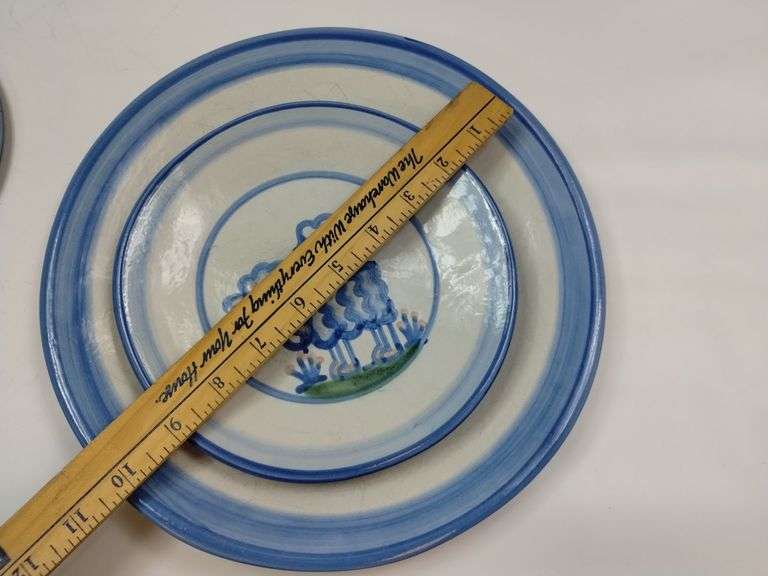 Hadley Pottery Country Scene LOT Dinner Plate Lunch Salt Pepper