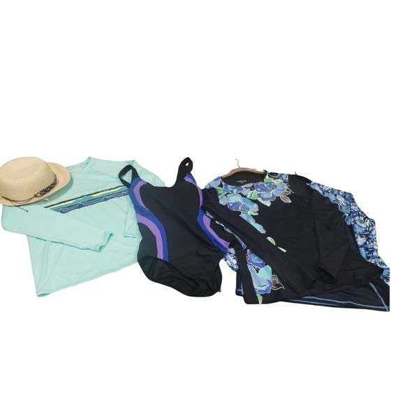 Ladies Swimsuit Lands End 8L Swimshirts LLBean  Hat