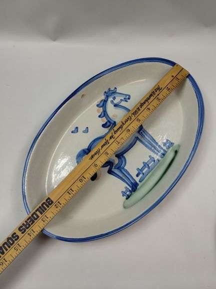 Hadley Pottery Country Scene Platters Fish Spoon Rest *Chip on 1