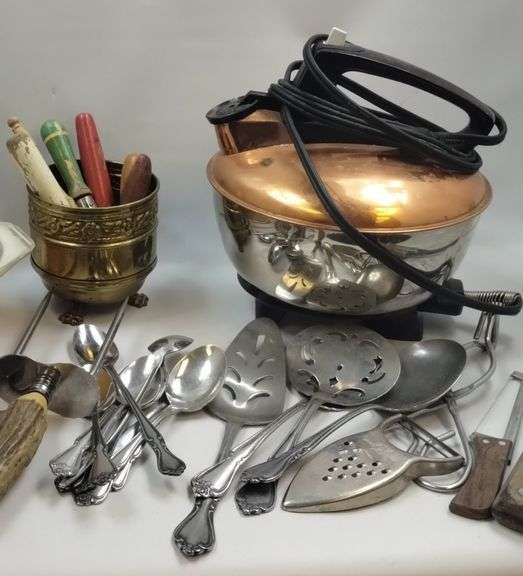 Pickers LOT: Vintage Kitchen Copper Kettle Utensils