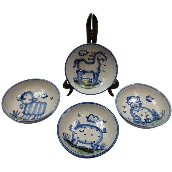 Hadley Pottery Country Scene 6.75in Bowls Horse Horse Dog Sheep Pig