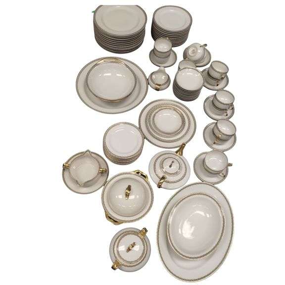 Limoges France China Dishes Set God Greek Key Trim