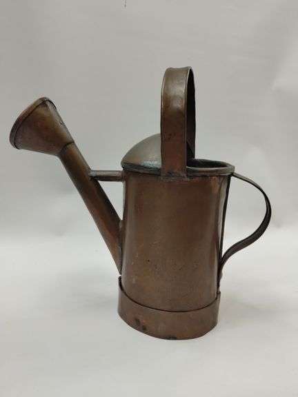 Antique 8" Copper French Watering Can + Cow Bell Cast