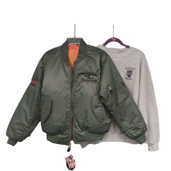 Men's NWT Flight Jacket Team Kiowa Warrior & Wichita Police Department Sweatshirt Sz M