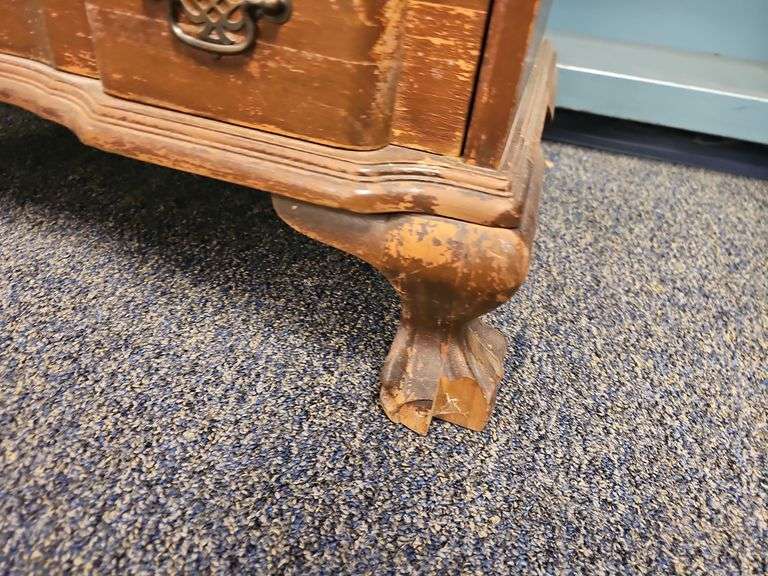 Antique American Slant Front Secretary Cabinet Fretting Hidden Drawers Compartments