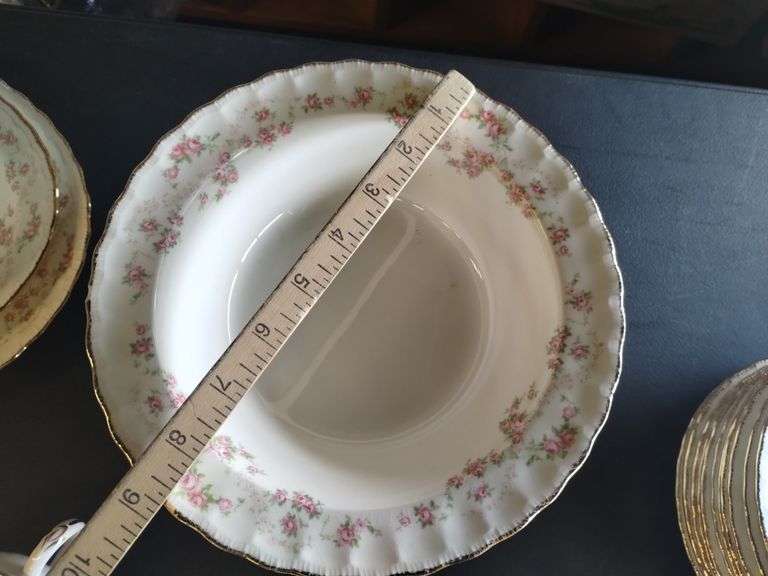 Huge Dish Set LOT Pope Gosser Florence Pink Floral Plates Bowls Serving Cups Saucers