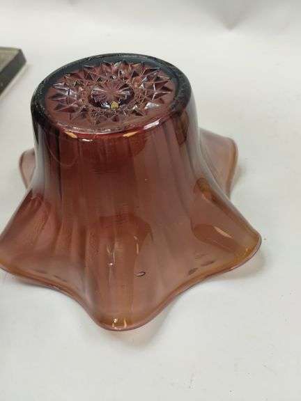 Vintage Decor LOT Midcentury Cherub Ruby Amethyst Glass Lustre Vase