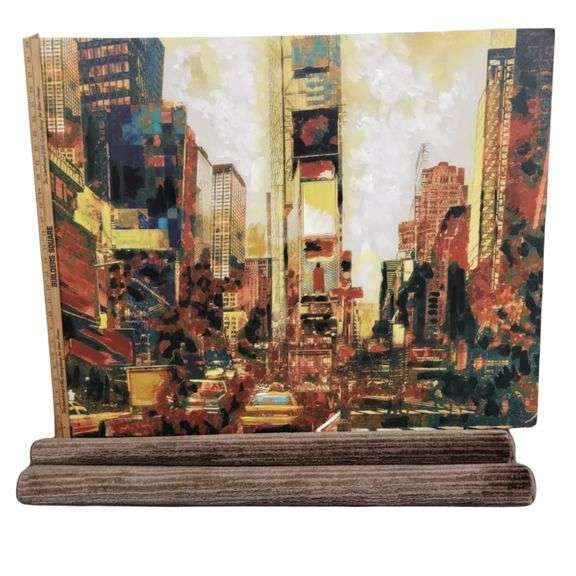 Decor Wall Art Rug 36" City Scene Canvas Pier 1 + Safavieh Carpet & Pad