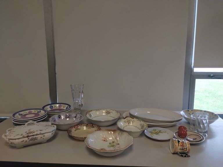 Pickers LOT: Dishes Pressed Glass Antique Vintage Reseller *Some Damaged
