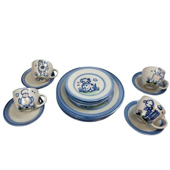 Hadley Pottery Country Scene 16pcs 4 Place Settings Animals Only