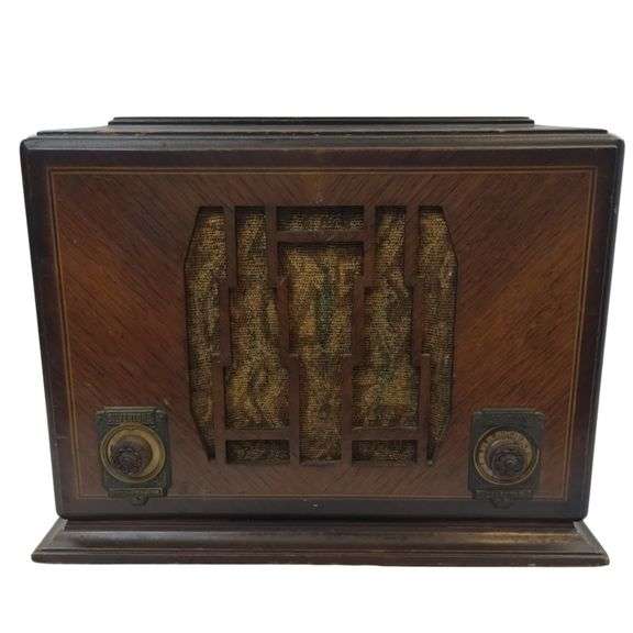 Silvertone 57D 1705 Vacuum Tube Radio Wood Case Short Wave 1930s Hums Glows