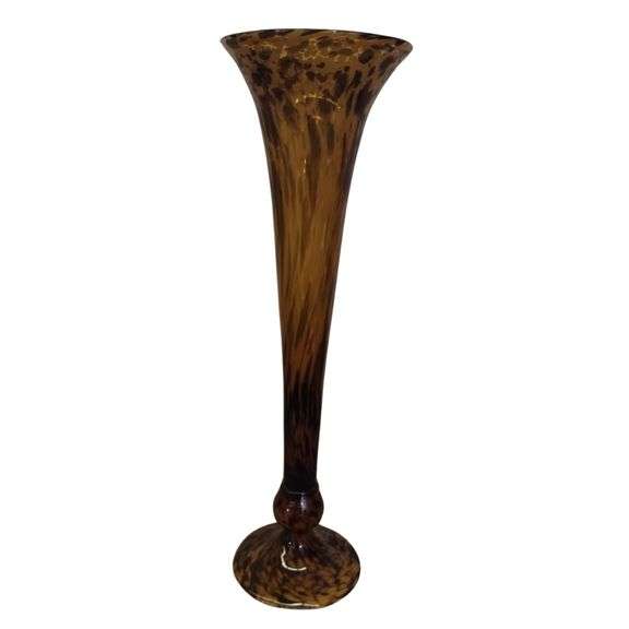 Decor Art Glass 30" Vase Trumpet Floor Vase Leopard Pattern