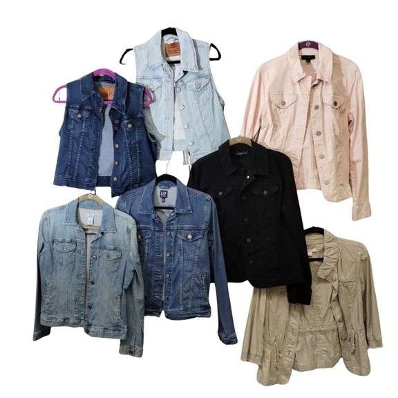 Ladies Denim Jacket Vest LOT Levi Charter Club S/M