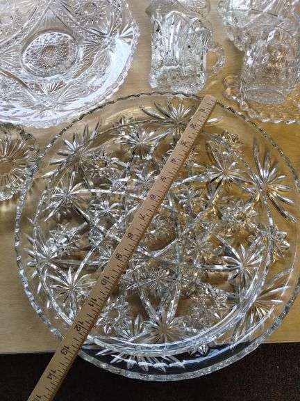 LOT Pattern Glass Wexford Sugar Creamer Cake Pedestal Plate++