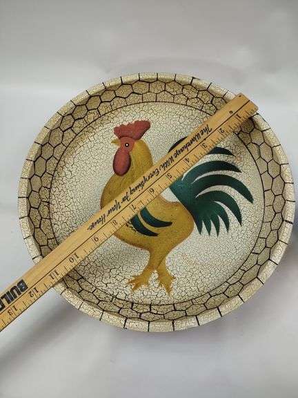 Rooster Kitchen Decor Napkin Holder Dough Bowl