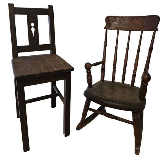 2 Antique Childs Chairs Rocking