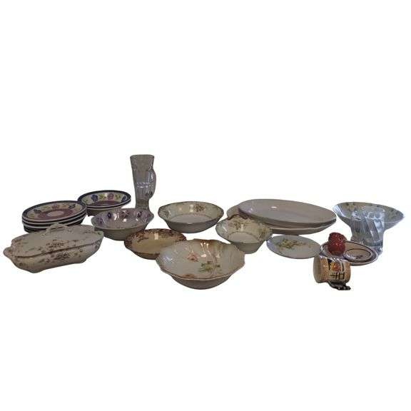 Pickers LOT: Dishes Pressed Glass Antique Vintage Reseller *Some Damaged