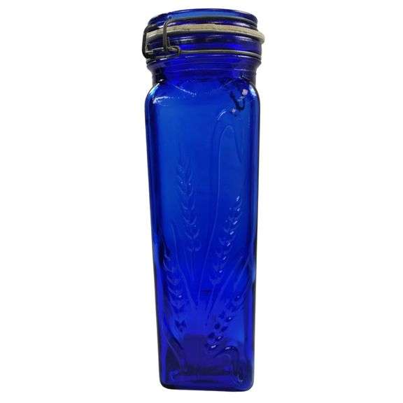 Casadis Milano Cobalt Blue Glass Spaghetti Canister *Chip