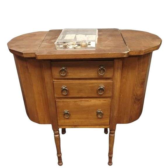 Vintage Martha Washington Style Sewing Cabinet 3 Drawers + Vintage Notions
