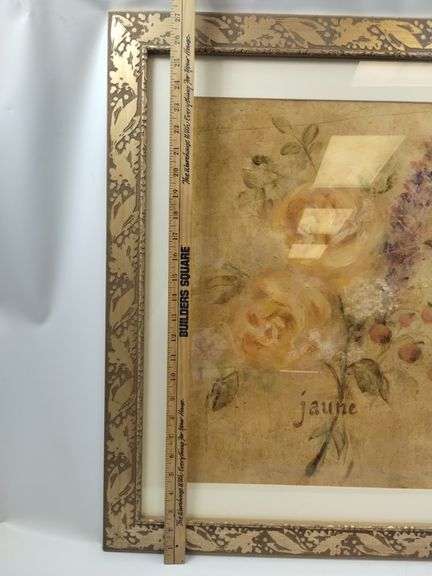 Wall Art Rose Jaune Gold Tone Frame