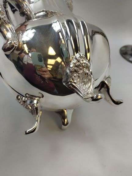 Towle Silverplated Ice Water Pitcher + Mosaic 16" Vase Glass Hand Made