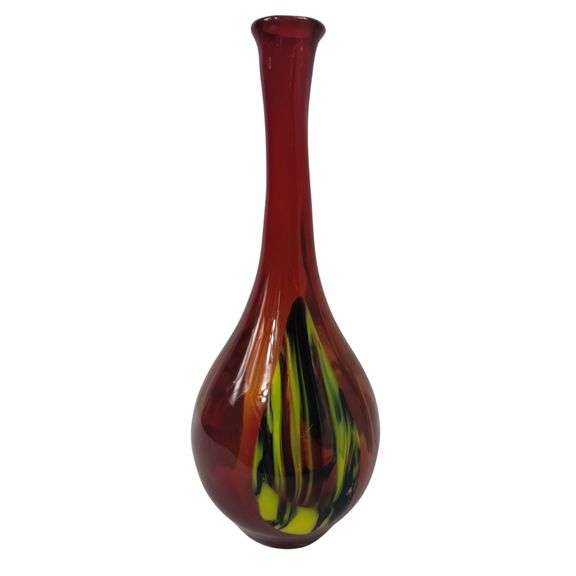 14" Decor Vase Art Glass Hand Blown Pulled Pier 1