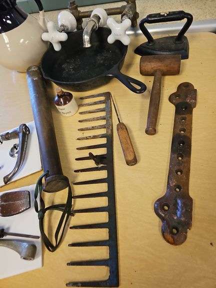 Pickers LOT: Vintage Cast Iron Stoneware & Antique Car Handles