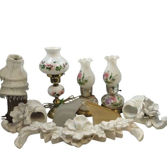 Pickers LOT: Vintage Antique Lamps Lighting Shades Decor