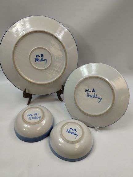 Hadley Pottery Country Scene DONKEY +Plates Bowls