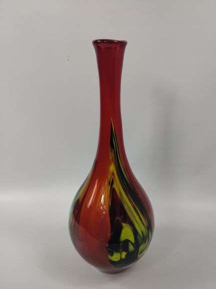 14" Decor Vase Art Glass Hand Blown Pulled Pier 1