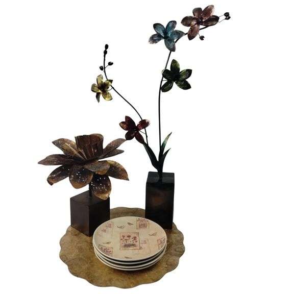 Decor Metal Flower Sculpture Floral Sonoma Plates