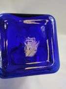 Casadis Milano Cobalt Blue Glass Canisters Fruit Embossed 4pcs